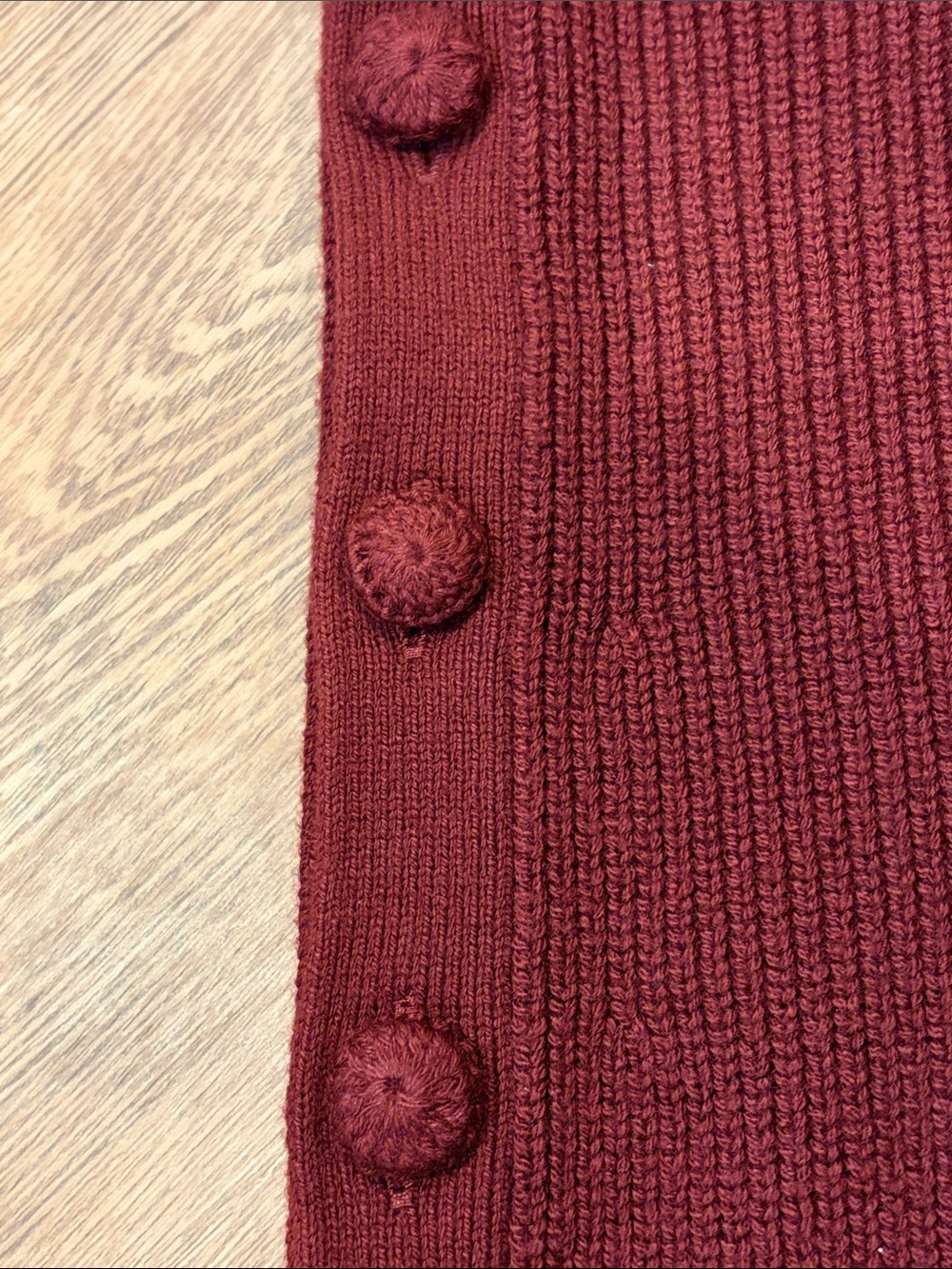 Sézane Burgundy Button-Accent Sweater Wool and Cotton Size S - Picture 4 of 7